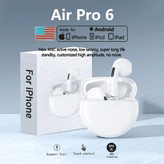 Original Air Pro 6 TWS Max Wireless Bluetooth Earphones In Ear Earbuds Noise Cancelling Pods Headset For Apple iPhone Earphones